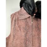 Lisa International Vest Leather Detachable Faux Fur Collar Snake Print Large Photo 4