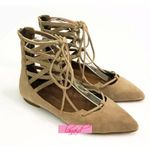 Free People Shay Lace-Up Flats Taupe Suede Leather Corset Strappy Distressed 6 Photo 11