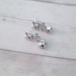 Vintage Eisenburg Clip On Earrings Stylish Two Clear Gem & Silver Tone Dangle Photo 2