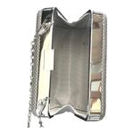 Bebe USA Metal Frame Fashion Clutch HANDBAG Purse Silver Shoulder Chain Strap Photo 5