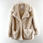 BB Dakota Warming Signs Collared Faux Fur Coat Tan Cream Small Photo 3