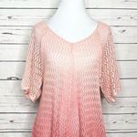 Coral Pink Ombré Open Knit Crochet Top Size Small Photo 0