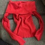 H&M Red rubbed off the shoulder sweater  Photo 0