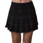 Plaid Distressed Pleated Skirt Black Photo 0
