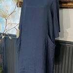 BECASA 100% Linen Slate Blue Lagenlook Box Dress Photo 1