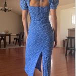 ZARA Blue Polka Dot Midi Dress Photo 3