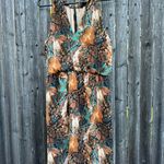 Bisou Bisou Abstract Keyhole Chain Sleeveless Mini Dress in Brown/Blue - Size 10 Photo 1