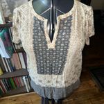 Lucky Brand  boho southwest knit split neck L western top Photo 0