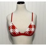 Solid & Striped  The Morgan  Scoop Neck Bikini Top‎ In Lipstick Red Gingham XL Photo 1