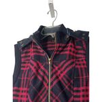 NIKIBIKI plaid zip up hooded black & red vest Sz L Photo 1