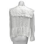 Peppermayo  White Long Sleeve Tie Knot Collared Ruffle Peplum Blouse Top Size 8 Photo 1