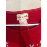 red vintage Christmas sweatshirt, toffee, apple large, cotton, reindeer Sequin Photo 1