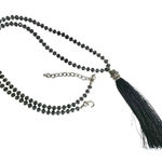 Blue crystal beaded long tassel necklace Photo 0