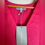 Antonio Melani  Large Pink V Neck Flutter‎ Sleeve A Line Linen Blend Dress CP Photo 2