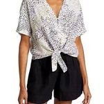 Rails Shirt Women Medium Ivory Linen Blend Thea The Rainbow Cheetah Print Blouse Photo 0