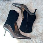 Donald J Pliner Black Suede & Metallic Leather Heeled Ankle Boots Size 6 Photo 1