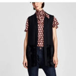 ZARA  Black Wool Blend Faux Fur Jacket Vest Pockets Women Size Small S Oversized Photo 1