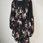 POL Women's Size Medium Floral Lace Details Boho Balloon Sleeve Black Mini Dress Photo 12