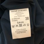 Rene Lezard Dress Long Sleeve Pleated Neckline A Line Pockets Navy Blue 38 US 8 Photo 3