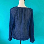 Ella Moss Anthropologie  silk sheer long sleeve blue blouse in size large Photo 2