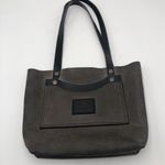 PANHANDLE RED LEATHER COMPANY Logo Branded Gray/Black Double Handles Tote Purse Photo 0