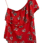 Collective Concepts Collective‎ Concepts Red One Shoulder Ruffle Floral Top Size Small New Photo 0