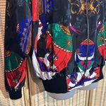 Linda Collection Late 80s Early 90s Black Scarf Print Windbreaker Jacket Large Photo 5