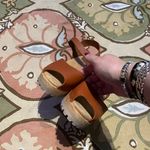 MIA Greta Luggage Wooden Swedish Scandinavian Peep Clogs Heels Leather Mary Jean Festival Comfy Photo 5