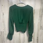 Anthropologie Sensual Plunge V-Neck Cinch Puff Sleeve Green Emerald Top size XS Photo 7