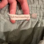 Soft Surroundings  Green Metallic Striped Linen Blend Pants Size XL Photo 3