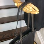 Burberry Black Leather Tote with Grey Accent Stripes and Nova Check Lining Photo 5