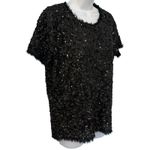 Gryphon Anthropologie Black Sequin Cap Sleeve Round Neck Shirt Top Size S Glam Photo 7