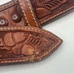 Linda Etched Western Belt Personalized Rawhide Leather Belt Brown Photo 5