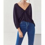 Silence + Noise URBAN OUTFITTERS  Dark Gray Stretch Jersey Twist in Time Knot Top Photo 8