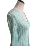 St. John Sport Crochet Longline Knit Cardigan Teal Size Small Petite Beaded Hook Blue Photo 5