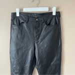 Free People  | Black Vegan Faux Leather High Rise Long & Lean Pants Sz 31 Photo 2