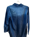 Thrill blue jean button down casual western belted pocket dress shirt 70s vibe Size M Photo 1