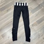 Lululemon Speed Ruched Ankle Striped Waist Leggings Black White 4 Photo 3