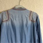 Chico's  Coin Detailed Lightweight Jacket Boho Jean Chambray XLP 3P Embroidered‎ Photo 11