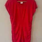 CAbi Women’s Short Sleeve Red Body-con Shirt Dress w/ Adjustable Sleeves Medium Photo 0