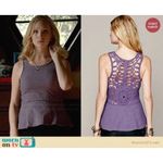 Free People Floral Cotton Purple Sleeveless Round Crochet Peplum Tank Top Size S Photo 3