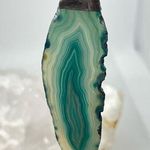 Brazilian Agate Slice Geode Pendant & Black Faux Leather Cord. Handmade Photo 0