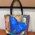 Colorful Butterfly Print Tote Bag Blue Photo 0