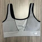 New Balance  Striped Black and Gray Sports Bra Photo 1