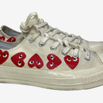 Comme Des Garçons PLAY x Converse Chuck Taylor Red Heart Low Top Sneakers 7M/ 9W White Size 9 Photo 0
