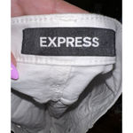 EXPRESS  Vintage Mid Rise Lace-Up Raw Hem Jean Shorts White Stretch 18 Plus Photo 4