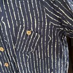 John Mark EUC  Striped Button Front Lagenlook Artsy Top Navy Cream Size 2X Photo 3