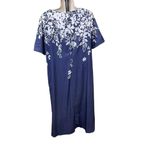 Womens Hawaian Style Shift Dress Noracora Floral u Size XXL 14 Modest Round Nec Blue Photo 6