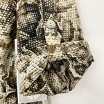 Figueroa and Flower New  Snake Paisley Print Mix Button Down Blouse Tan Photo 11