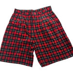 Vintage Sarah English women's red and green plaid corduroy shorts size 10 Photo 0